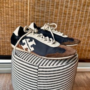 Tory Burch Double T Black Brown Sneakers 7 8